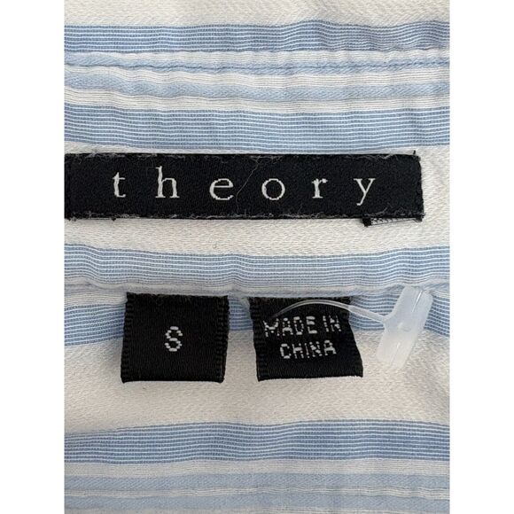 Theory Womens Button Front Long Sleeve Collared Shirt Striped White Blue Size S - Picture 6 of 9